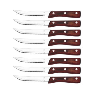 Tablekraft Steak Knive Jumbo Pointed Tip Pakkawood Set 8pc - Kitchenly