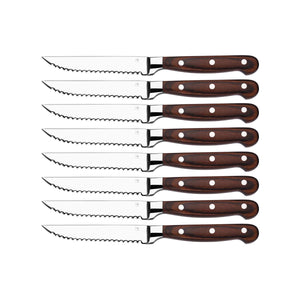 Tablekraft Steak Knive Pakkawood Handle Full Tang Set 8pc - Kitchenly
