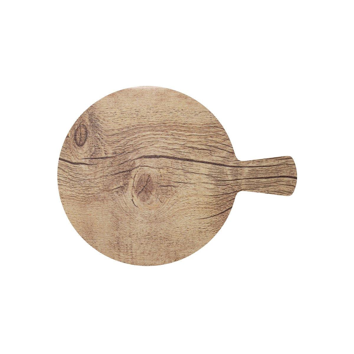 Chef Inox Wood Effect Oak Round Platter with Handle 230mm - Kitchenly