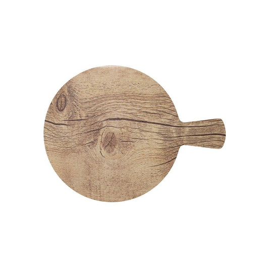 Chef Inox Wood Effect Oak Round Platter with Handle 230mm - Kitchenly