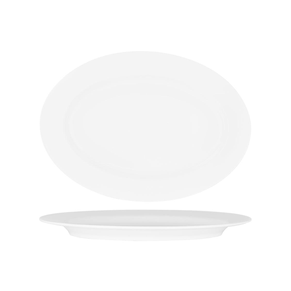 Superware White Oval Rimmed Platter 360x250mm (Box of 12) - Kitchenly