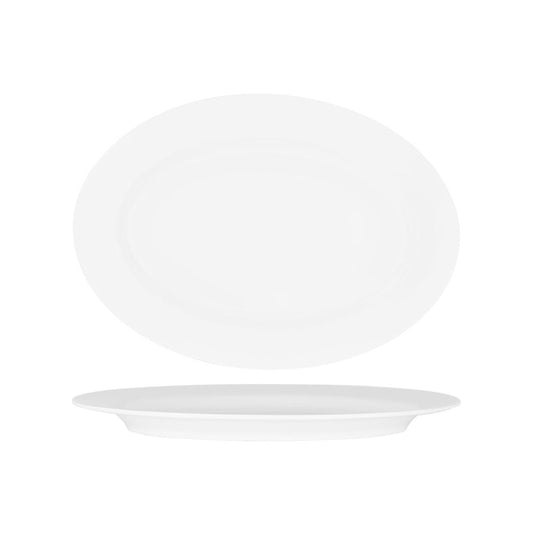 Superware White Oval Rimmed Platter 360x250mm (Box of 12) - Kitchenly
