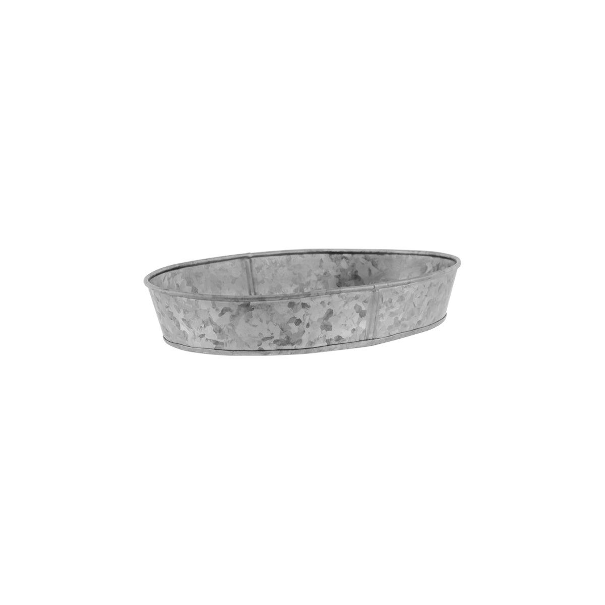 Chef Inox Coney Island Oval Galvanised Tray Plain 240x150x45mm - Kitchenly