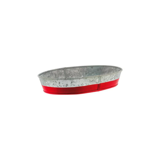Chef Inox Coney Island Oval Galvanised Tray with Base 240x150x45mm - Kitchenly