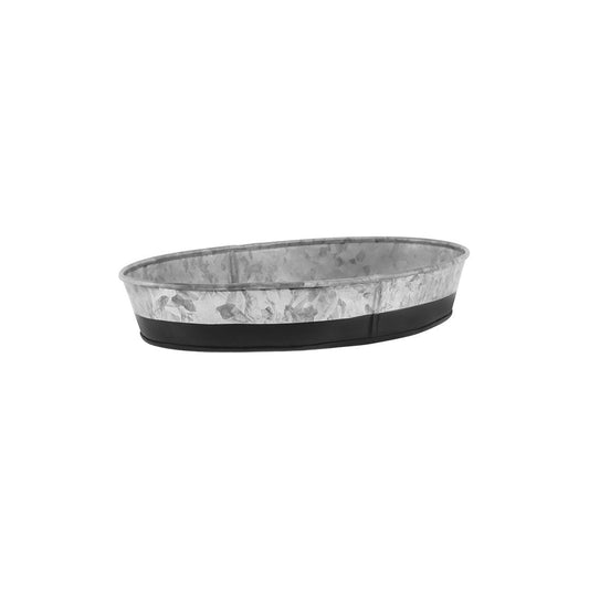 Chef Inox Coney Island Oval Galvanised Tray with Base 275x185x45mm - Kitchenly