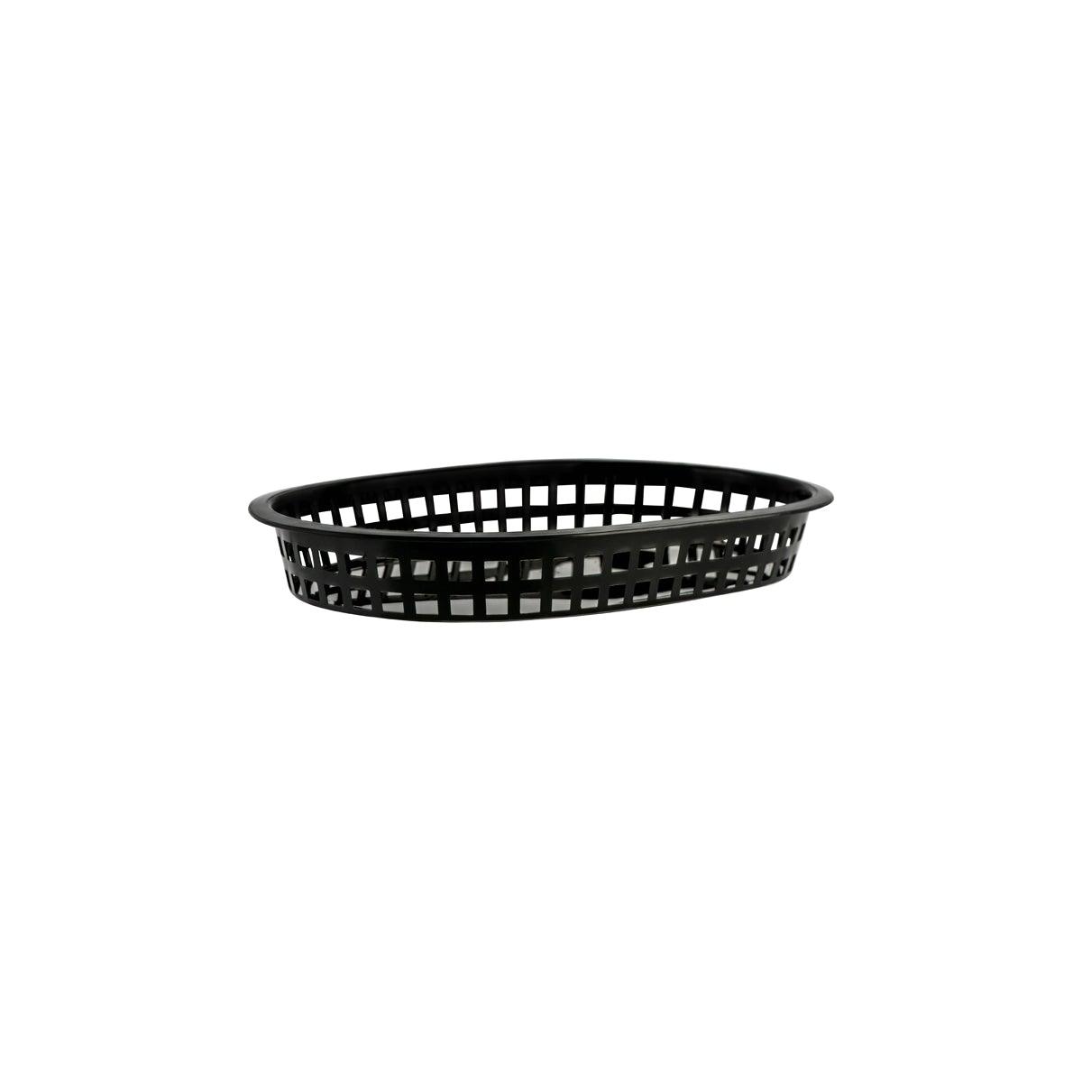 Chef Inox Coney Island Rectangular Serving Basket Plastic Black 270x180x40mm - Kitchenly