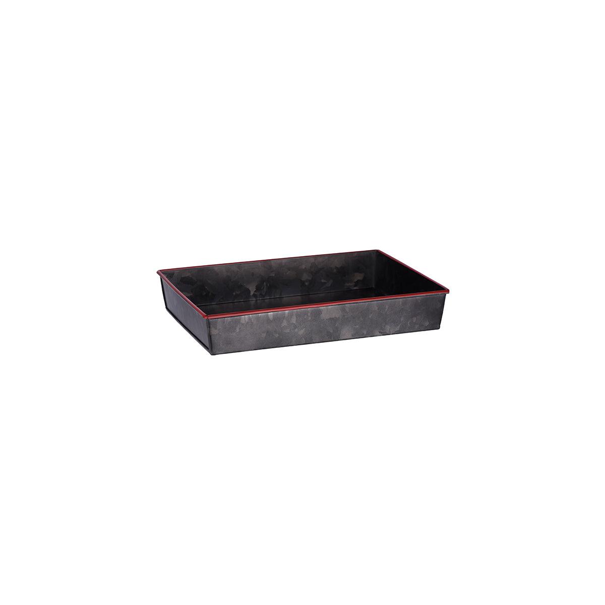Chef Inox Coney Island Rectangular Flared Black Galvanised Tray 240x160x40mm - Kitchenly