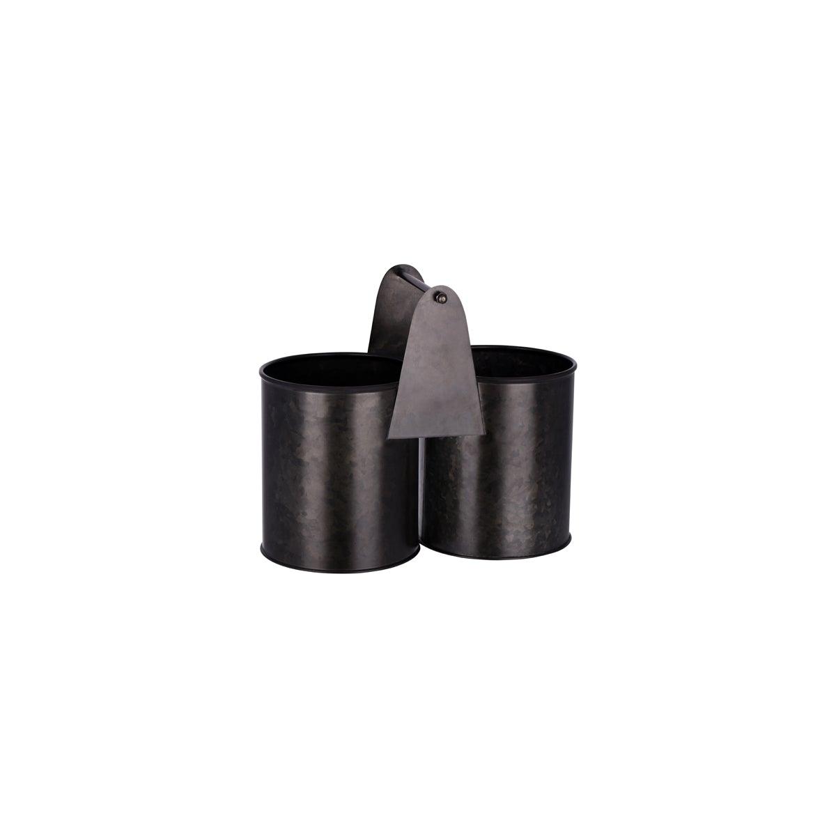 Chef Inox Coney Island Dual Pot Black Galvanised Caddy 240x120x140mm - Kitchenly