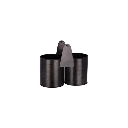 Chef Inox Coney Island Dual Pot Black Galvanised Caddy 240x120x140mm - Kitchenly