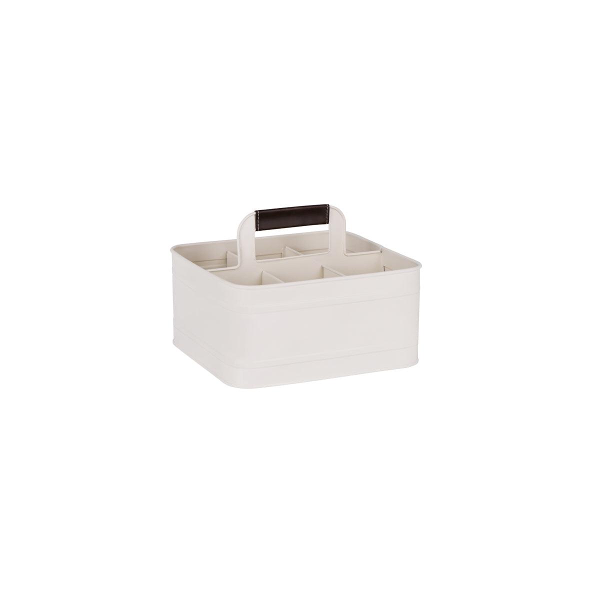 Chef Inox Coney Island Creme Rectangular Caddy with Leather Handle 260x240x130mm (Box of 4) - Kitchenly