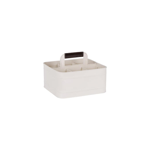 Chef Inox Coney Island Creme Rectangular Caddy with Leather Handle 260x240x130mm (Box of 4) - Kitchenly
