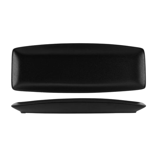 Tablekraft Black Rectangular Plate 370mm (Box of 3) - Kitchenly