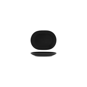 Patra Porcelain Aura Matt Black Oval Rimmed Platter 160x122mm (Box of 6) - Kitchenly