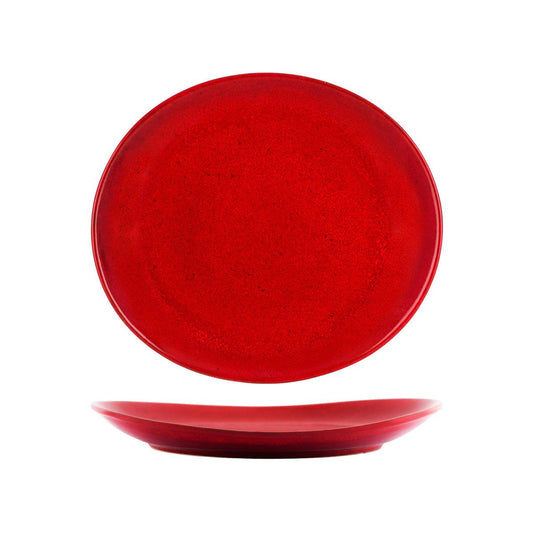 Tablekraft Artistica Reactive Red Oval Plate 295x250mm (Box of 4) - Kitchenly