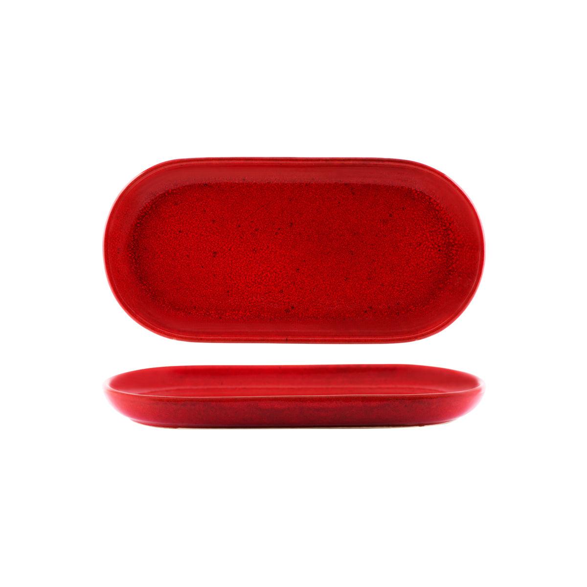 Tablekraft Artistica Reactive Red Oval Coupe Plate 300x140mm (Box of 4) - Kitchenly