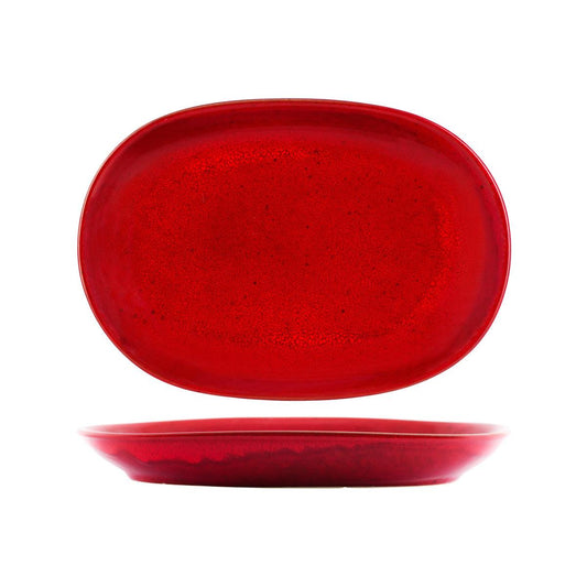 Tablekraft Artistica Reactive Red Oval Serving Platter 305x210mm - Kitchenly