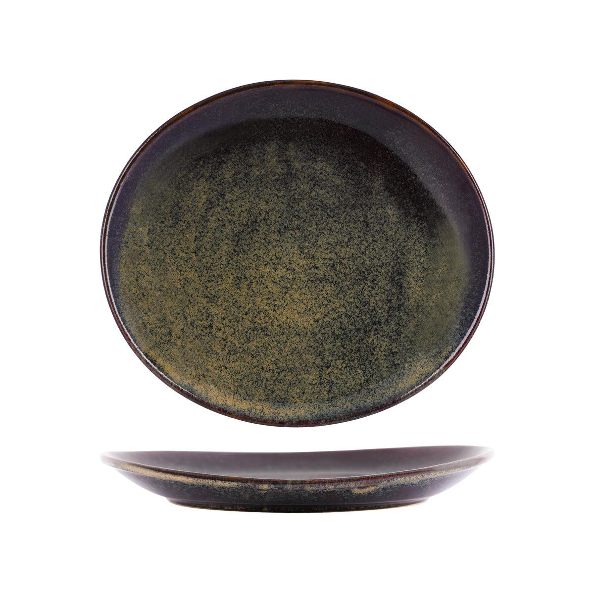 Tablekraft Artistica Reactive Brown Oval Plate 295x250mm (Box of 4) - Kitchenly
