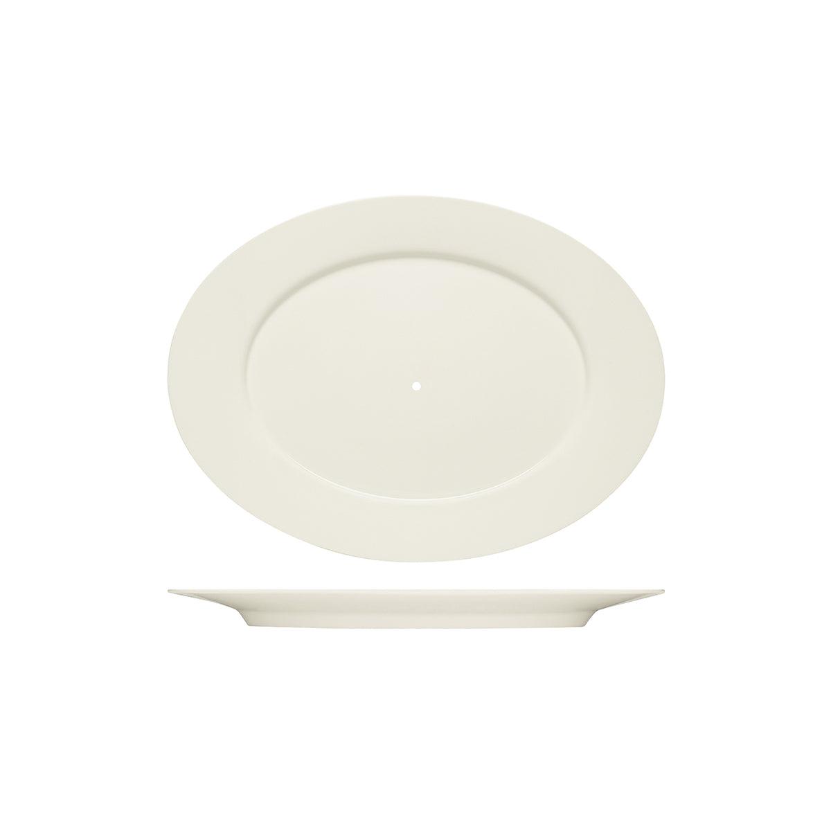Bauscher Purity Oval Platter with Wide Rim 330x240mm To Suit Serving Stand (Box of 6) - Kitchenly