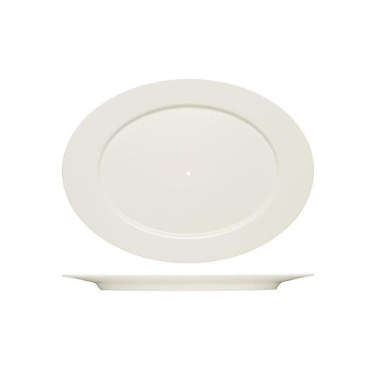Bauscher Purity Oval Platter with Wide Rim 380x272mm To Suit Serving Stand (Box of 6) - Kitchenly