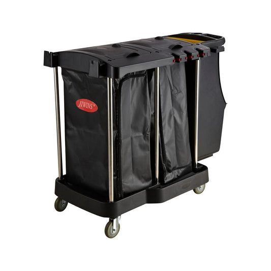 Jiwins Luxury Compact Cleaning Cart Black 1260x575x975mm - Kitchenly