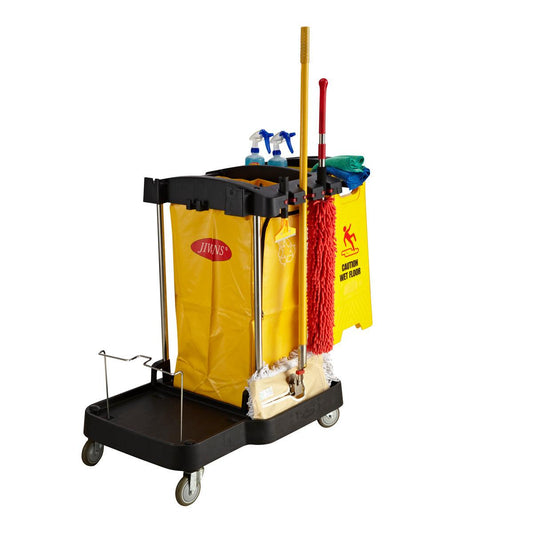 Jiwins Simplified Compact Cleaning Cart Black 1095x575x975mm - Kitchenly