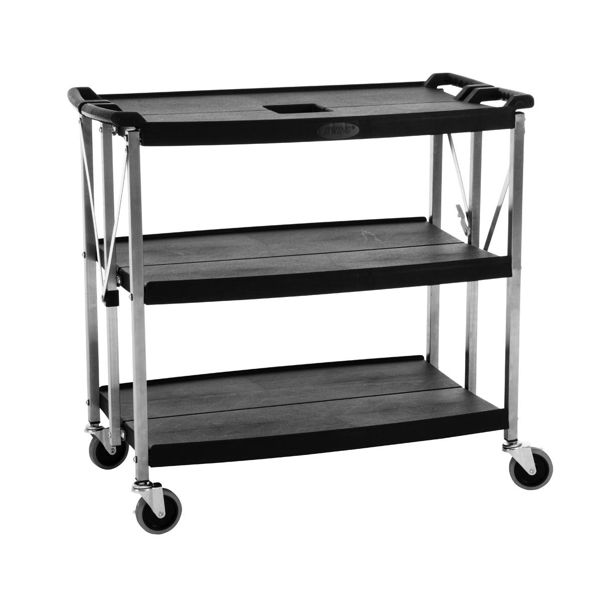 Jiwins Folding Trolley 3 Tier Black 520x990x900mm - Kitchenly