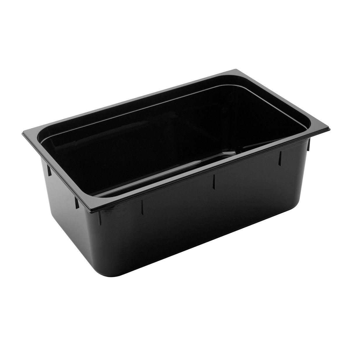 Inox Macel Gastronorm Pan Polycarbonate Black 1/1 Size 530x325x200mm / 26.0Lt (Box of 6) - Kitchenly