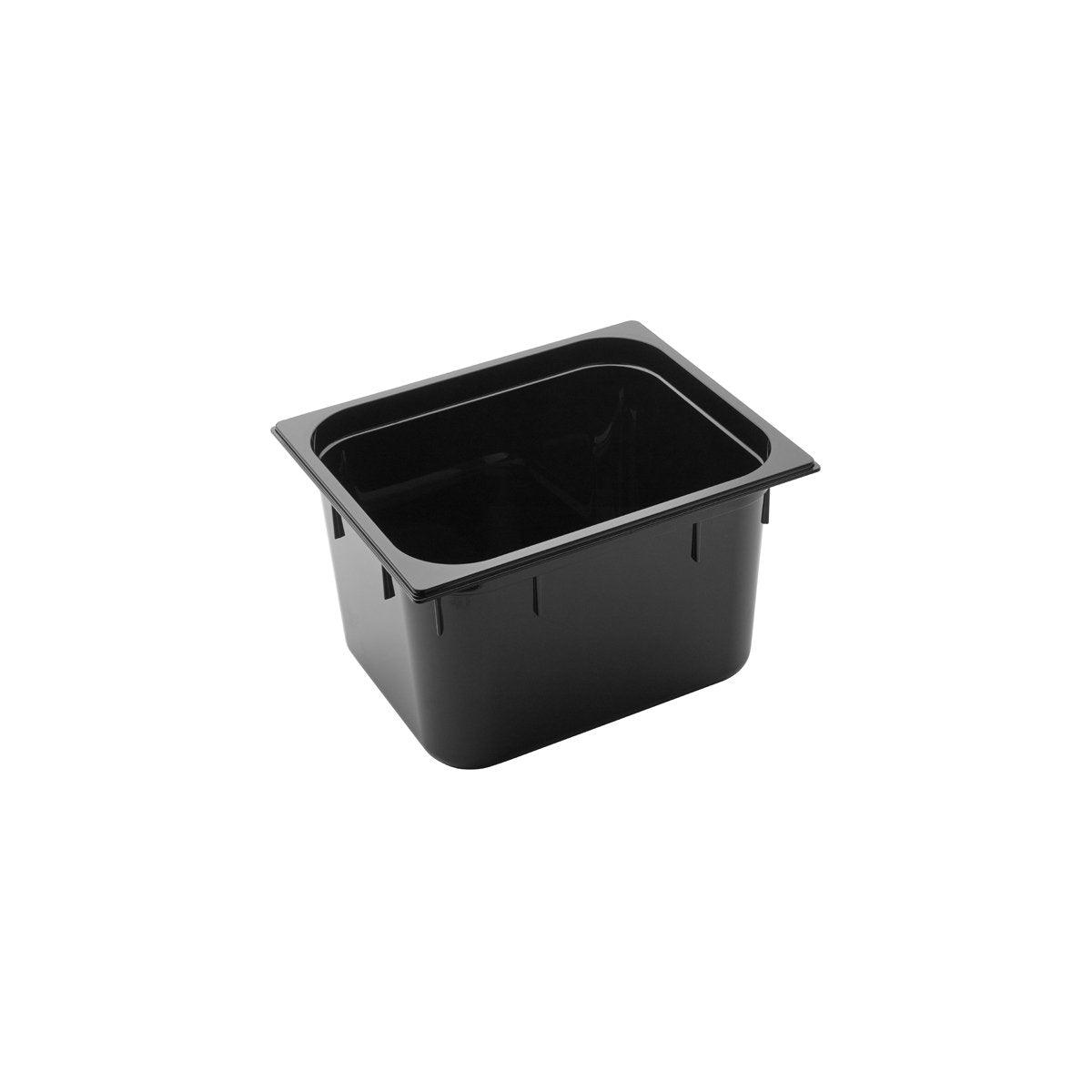Inox Macel Gastronorm Pan Polycarbonate Black 1/2 Size 325x265x200mm / 11.8Lt (Box of 6) - Kitchenly