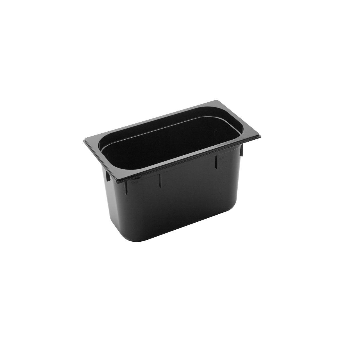 Inox Macel Gastronorm Pan Polycarbonate Black 1/3 Size 325x176x200mm / 7.0Lt (Box of 6) - Kitchenly