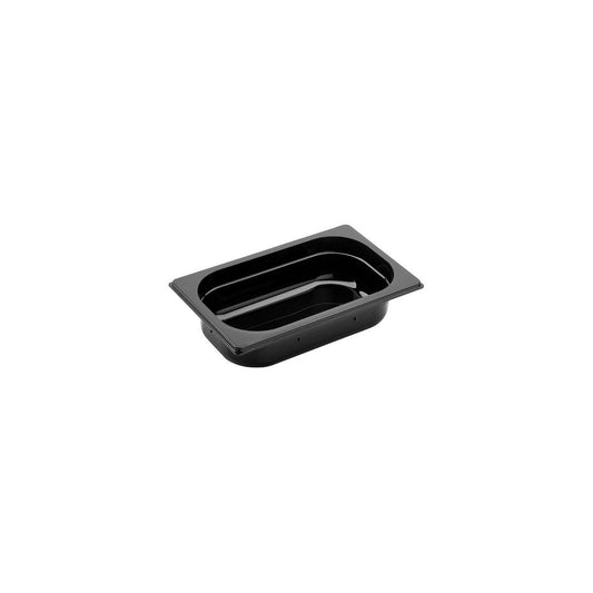 Inox Macel Gastronorm Pan Polycarbonate Black 1/4 Size 265x162x65mm / 1.7Lt (Box of 6) - Kitchenly