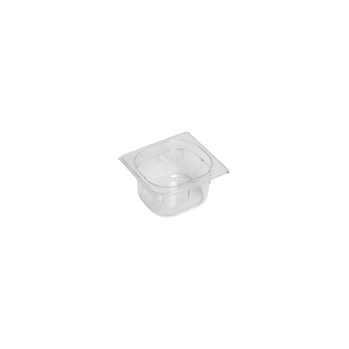 Inox Macel Gastronorm Pan Polycarbonate Clear 1/6 Size 176x162x100mm / 1.5Lt (Box of 6) - Kitchenly