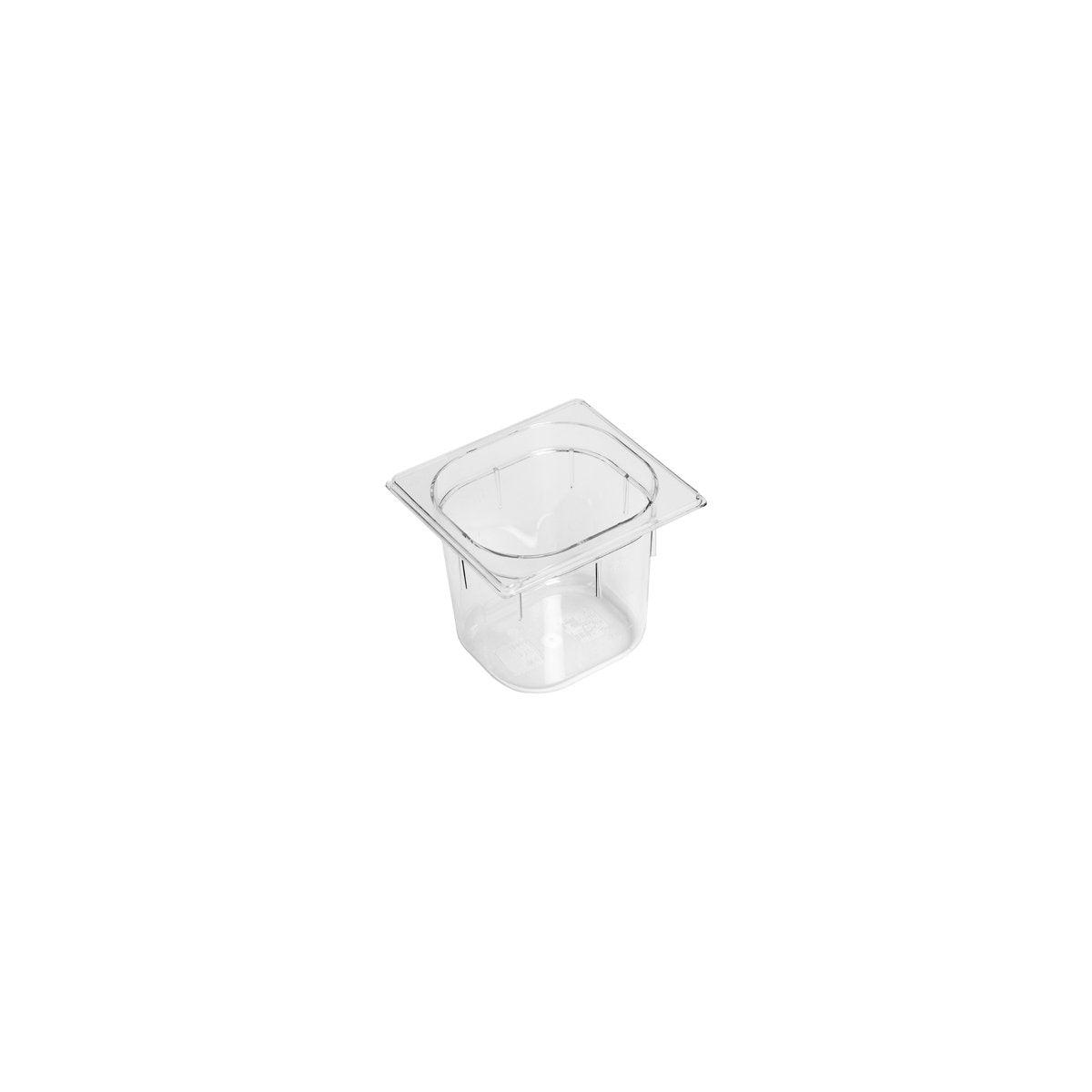 Inox Macel Gastronorm Pan Polycarbonate Clear 1/6 Size 176x162x150mm / 2.2Lt (Box of 5) - Kitchenly
