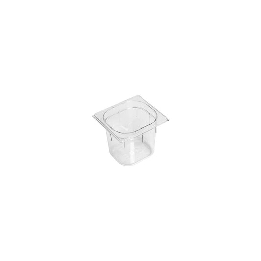 Inox Macel Gastronorm Pan Polycarbonate Clear 1/6 Size 176x162x150mm / 2.2Lt (Box of 5) - Kitchenly