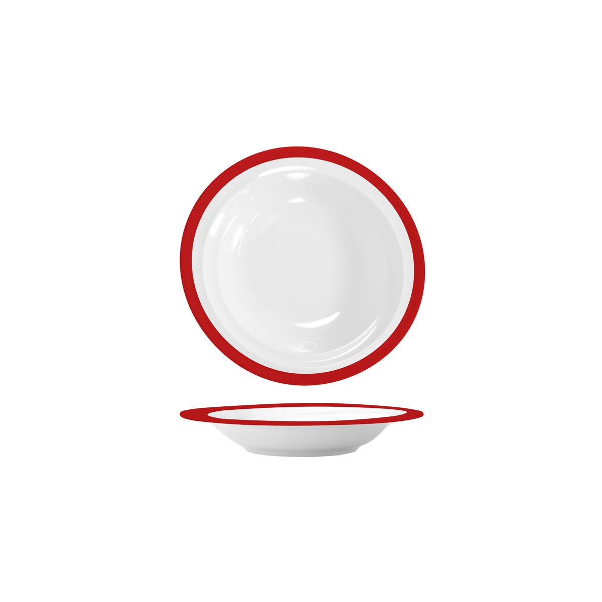 Royal Porcelain Maxadura Resonate Round Bowl 235mm / 450ml (M9511) Red Inner Band (Box of 12) - Kitchenly