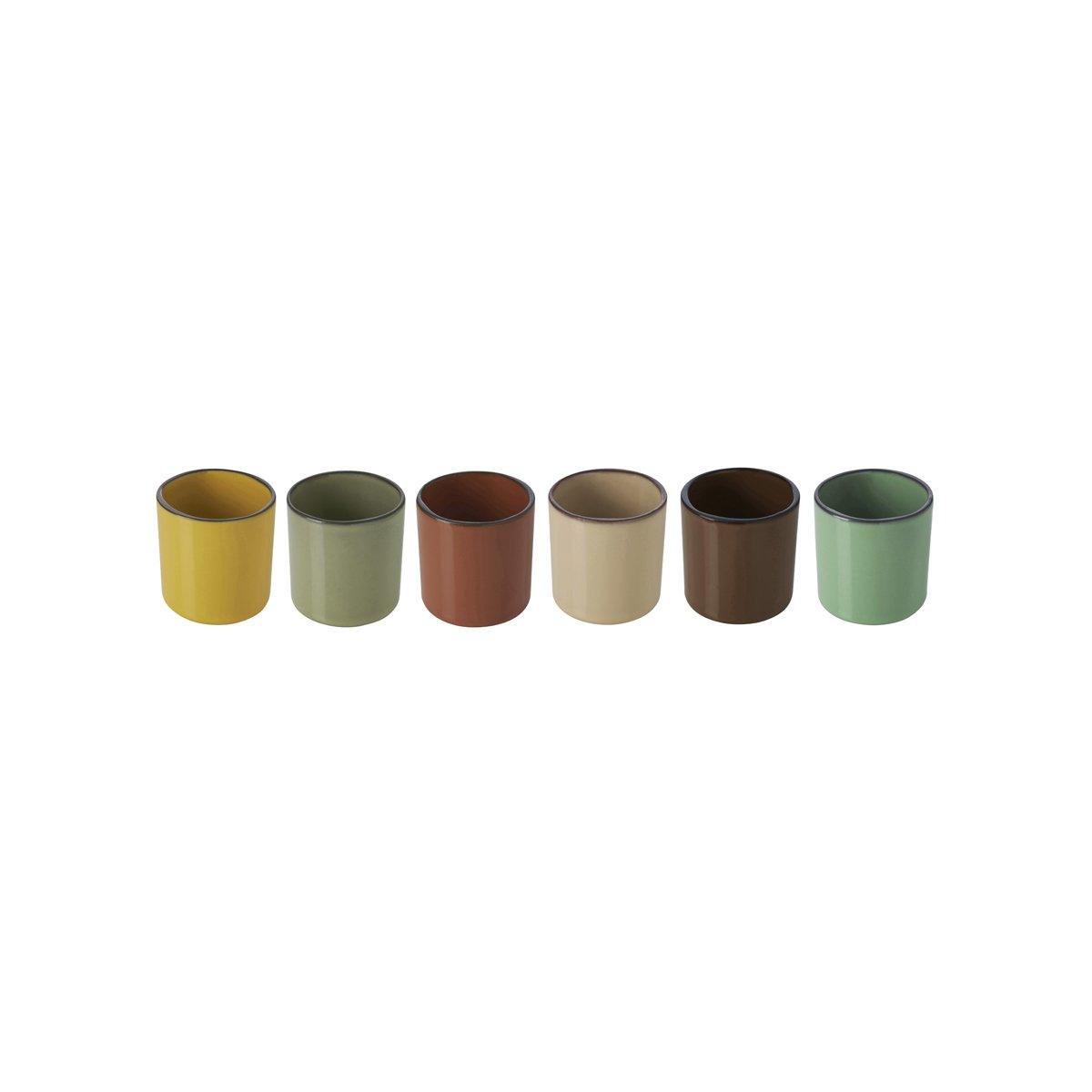 Revol Caractere White Cumulus Cup Set 6pc Mixed Colours 80ml - Kitchenly