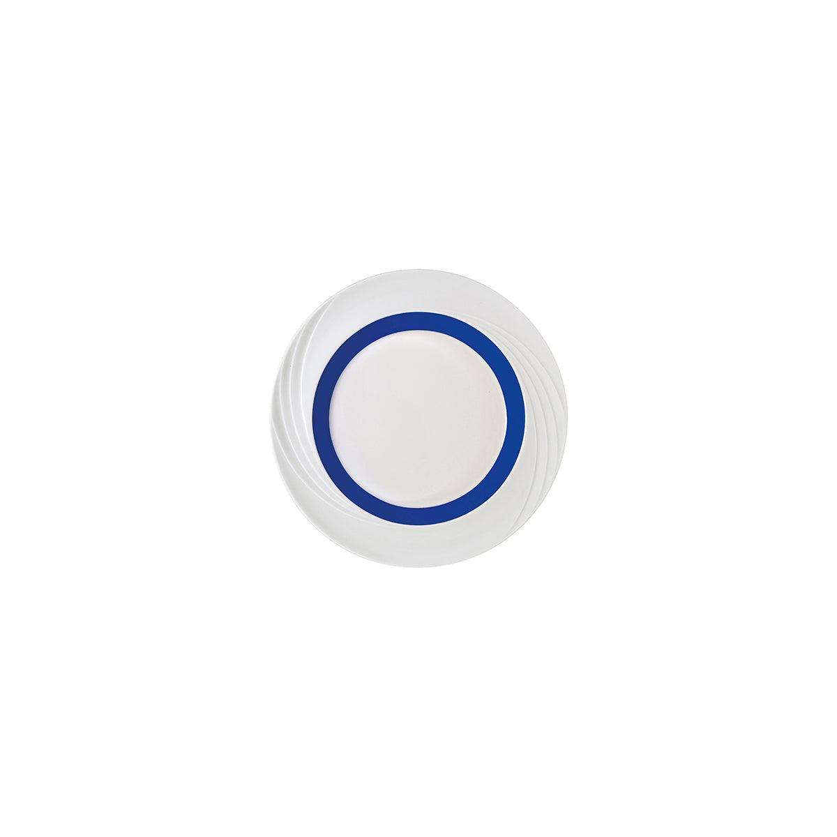Schonwald Donna Senior Decor Round Flat Rim Plate with Dark Blue Wide Band 240mm (Box of 6) - Kitchenly