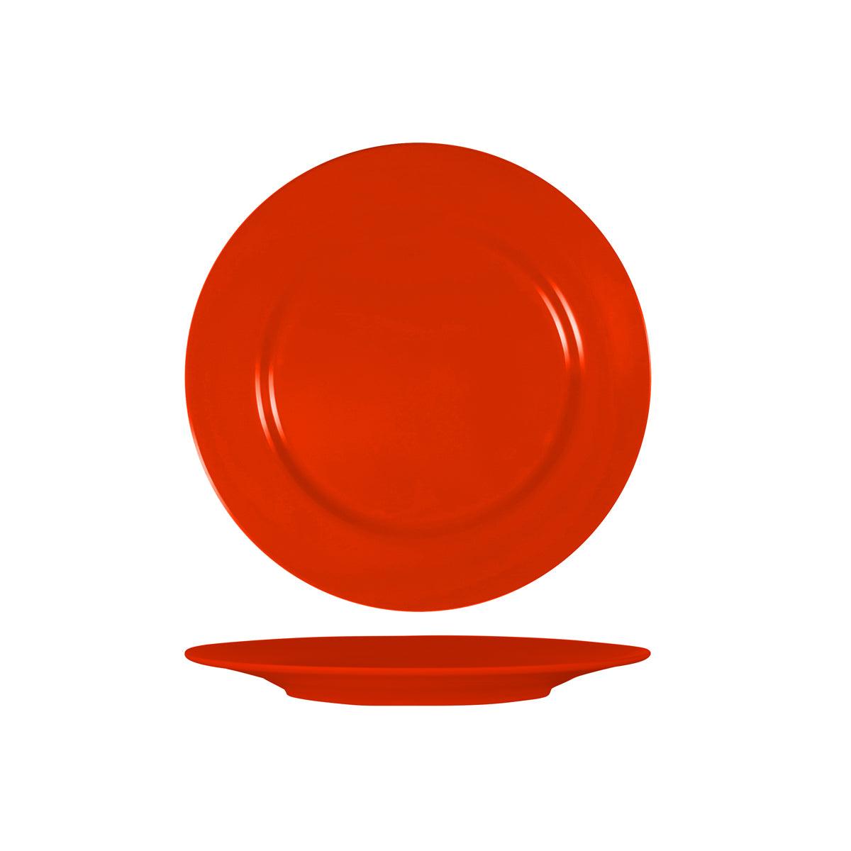 Superware Red Round Plate with Flat Rim 254mm (Box of 6) - Kitchenly